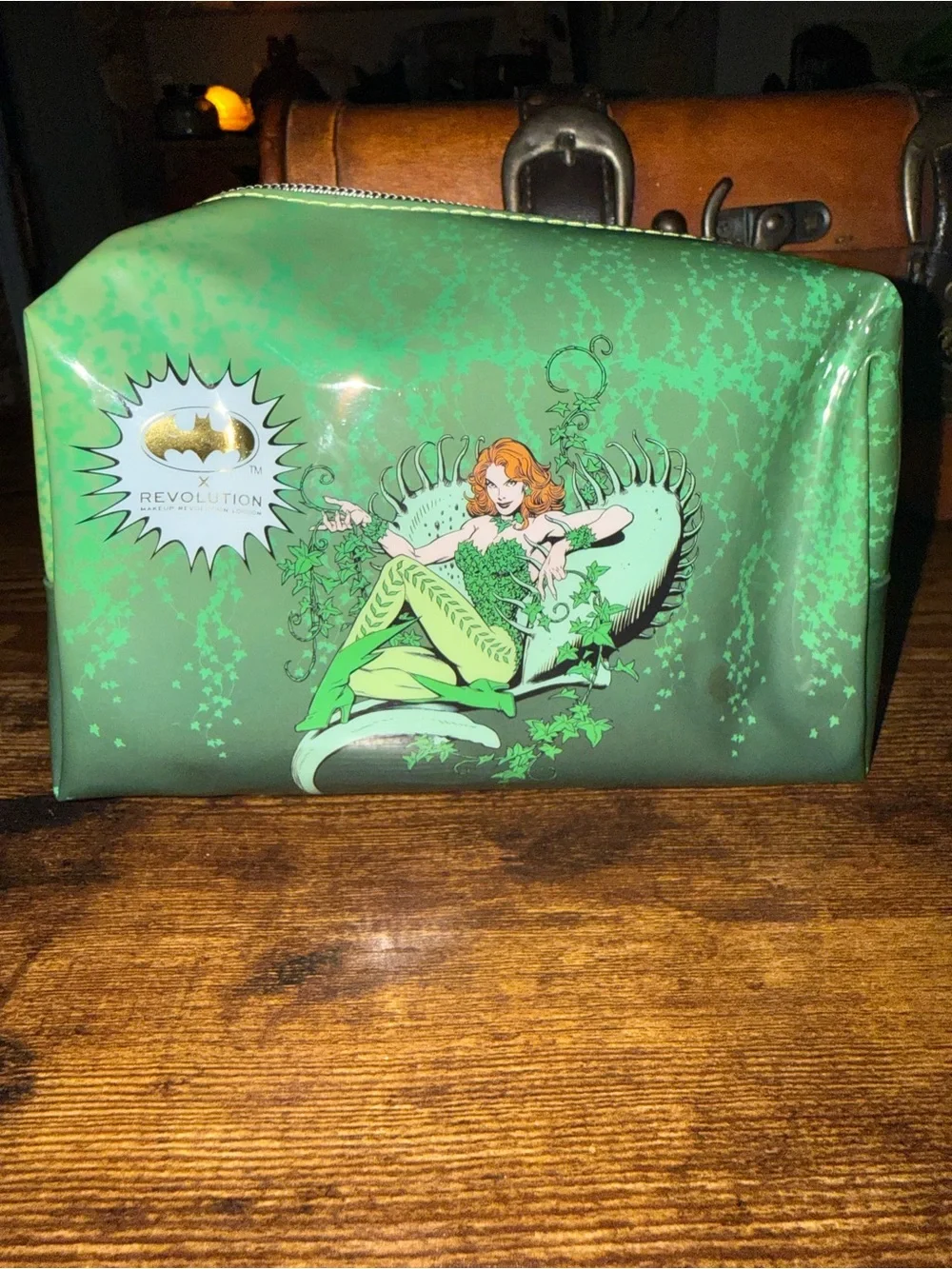 Revolution x DC Harley Quinn & Poison Ivy Cosmetic Bag Set - Black & Green NEW